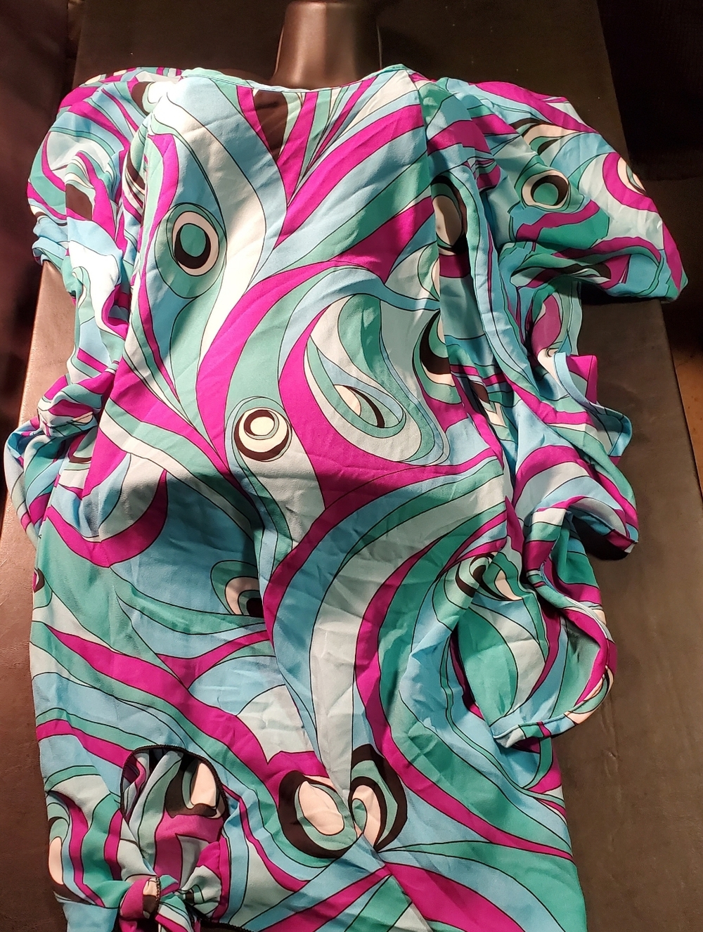 Ashley Stewart Vibrant Teal & Fuchsia Swirl Size 22/24 Women's Dress